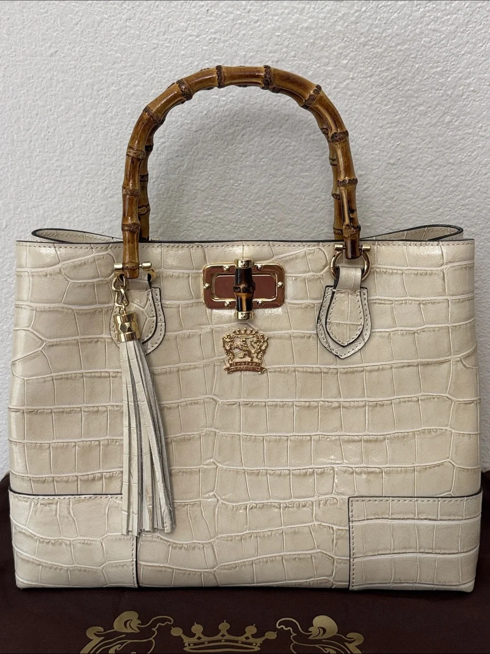 Pratesi Sarteano Croc Embossed Leather Bag